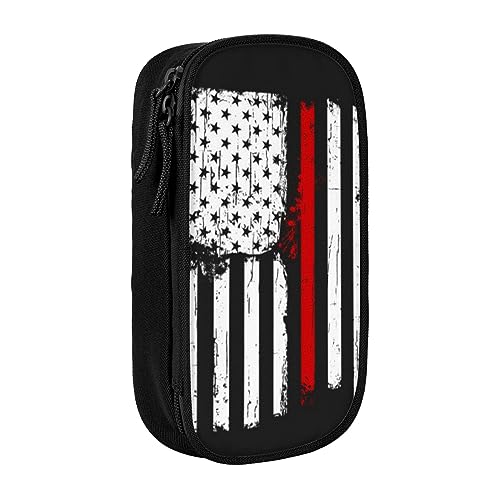 avlyn Feuerwehrmann Federmäppchen mit amerikanischer Flagge, großes Fassungsvermögen, Stifttasche, Make-up-Tasche für Mädchen, Jungen, Erwachsene, Schule, Büro und Reisen, Schwarz , Einheitsgröße, von avlyn