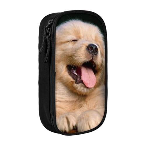 avlyn Golden Retriever Federmäppchen mit großem Fassungsvermögen, Federmäppchen, Make-up-Tasche für Mädchen, Jungen, Erwachsene, Schule, Büro und Reisen, Schwarz , Einheitsgröße, Schulranzen von avlyn