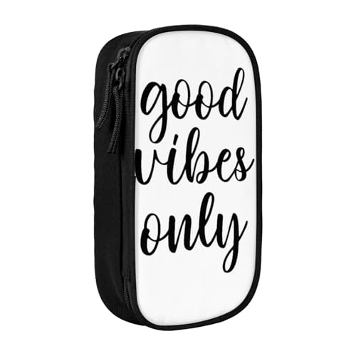 avlyn Good Vibes Only Federmäppchen, großes Fassungsvermögen, Stifttasche, Make-up-Tasche für Mädchen, Jungen, Erwachsene, Schule, Büro und Reisen, Schwarz , Einheitsgröße, Schulranzen von avlyn