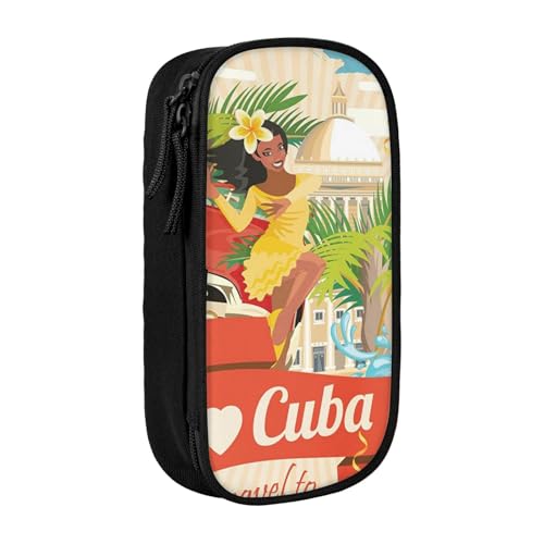 avlyn Island of Cuba Federmäppchen, großes Fassungsvermögen, Stifttasche, Make-up-Tasche für Mädchen, Jungen, Erwachsene, Schule, Büro und Reisen, Schwarz , Einheitsgröße, Schulranzen von avlyn