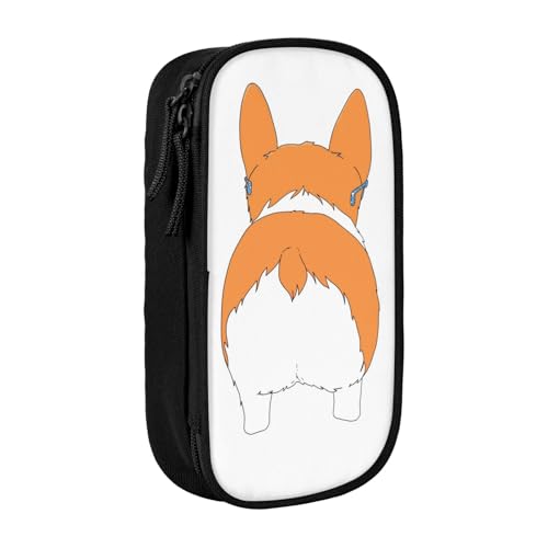 avlyn Lustiges Corgi Butt Federmäppchen, großes Fassungsvermögen, Federmäppchen, Make-up-Tasche für Mädchen, Jungen, Erwachsene, Schule, Büro und Reisen, Braun, Schwarz , Einheitsgröße, Schulranzen von avlyn