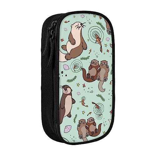 avlyn Otters Federmäppchen, großes Fassungsvermögen, Stifttasche, Make-up-Tasche für Mädchen, Jungen, Erwachsene, Schule, Büro und Reisen, Schwarz , Einheitsgröße, Schulranzen von avlyn