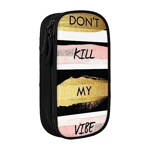 avlyn Stripe Don't Kill My Vibe Federmäppchen, großes Fassungsvermögen, Stifttasche, Make-up-Tasche für Mädchen, Jungen, Erwachsene, Schule, Büro und Reisen, Schwarz , Einheitsgröße, Schulranzen von avlyn