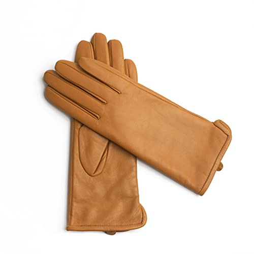 AXELENS Damen Handschuhe Winter Touchscreen aus Leder Super Warm und Weich Futter aus Kaschmir, Sehr Gute Geschenkidee! - ORANGE Größe L von AXELENS