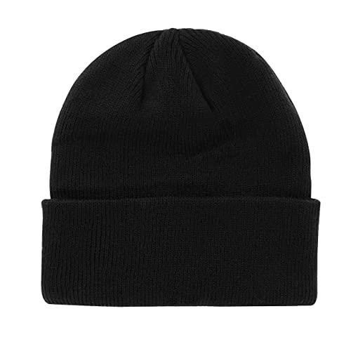 axy Kinder Winter Beanie Strickmütze mit breiter Krempe für Jungs und Mädchen von 1-6 Jahren, Kindermütze Jungen Kleinkind (Schwarz) von axy