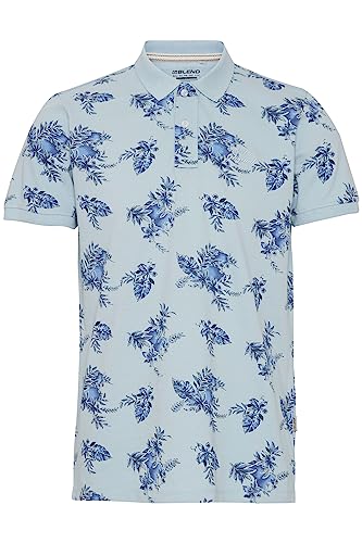 Blend 20715648 Polo Herren Poloshirt Polohemd Regular Fit Hochwertige Baumwoll-Qualität Flower-Muster Blumen, Größe:2XL, Farbe:Celestial Blue (144210) von b BLEND