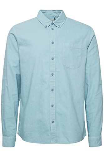 Blend BHBugley Garment Dyed Oxford Herren Freizeithemd Hemd Button-Down-Kragen Hochwertige Baumwoll-Qualität Langarm Unifarben, Größe:XL, Farbe:Dusty Blue (164010) von b BLEND