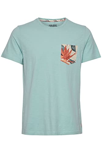 Blend BHTrop Herren T-Shirt Kurzarm Shirt Basic Print mit Rundhalsausschnitt, Größe:L, Farbe:Canal Blue (144810) von b BLEND