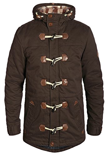 Blend Kenthon Herren Winter Jacke Parka Dufflecoat Mantel lange Winterjacke gefüttert mit Hochabschließendem Kragen aus 100% Baumwolle, Größe:L, Farbe:Coffee Brown (75103) von b BLEND