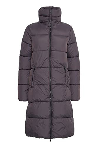 b.young BYBOMINA COAT Damen Steppmantel Wintermantel Winterjacke dick gefüttert lang geschnitten hoher Stehkragen Reißverschluss-Taschen, Größe:34, Farbe:Blackened Pearl (193917) von b.young