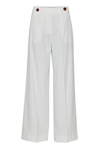 b.young BYDANTA W Pants Damen Hose Lange Stoffhose mit Stretch Wide Leg weites Bein mit Bundfalten Bügelgaflten, Größe:40, Farbe:Off White (114800) von b.young