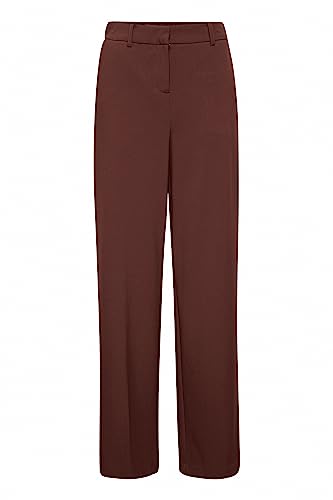 b.young BYDANTA Wide Leg Pants 2 Damen Hose Stoffhose Weites Bein mit Bügelfalte und Gürtelschlaufen mit Stretch Regular Fit, Größe:42, Farbe:Chicory Coffee (191419) von b.young