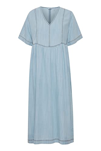 b.young BYLANA Loose Dress Damen Freizeitkleid Denim Kleid mit V-Ausschnitt, Größe:38, Farbe:Ligth Blue Denim (200460) von b.young