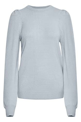 b.young BYMILO Puff Jumper Damen Strickpullover Feinstrick Pullover mit Rundhalsausschnitt und Puffärmeln, Größe:L, Farbe:Kentucky Blue Melange (1539151) von b.young