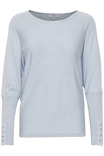 b.young BYMMPIMBA BAT Sleeve Damen Strickpullover Feinstrick Pullover mit U-Boot-Ausschnitt Loose-Fit, Größe:S, Farbe:Kentucky Blue Melange (1539151) von b.young