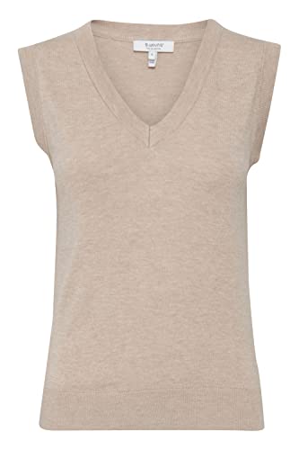 b.young BYMMPIMBA Slipover Slipover - Pullunder Damen Feinstrick Strickpullover Pullover mit V-Ausschnitt, Größe:L, Farbe:Cement Melange (1407081) von b.young