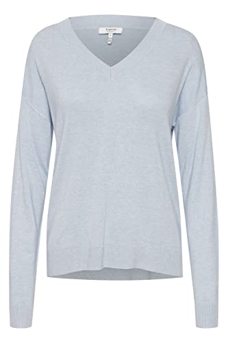 b.young BYMMPIMBA Vneck Damen Strickpullover Feinstrick Pullover mit V-Ausschnitt Loose-Fit, Größe:2XL, Farbe:Kentucky Blue Melange (1539151) von b.young