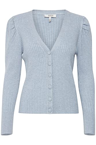 b.young BYPIMBA Rib Cardigan Rib Cardigan - Damen Strickjacke Feinstrick Cardigan Strickcardigan, Größe:XL, Farbe:Kentucky Blue Melange (1539151) von b.young