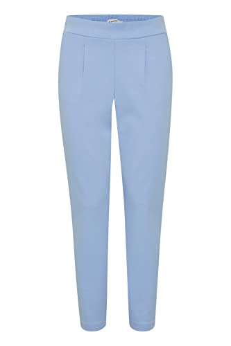 b.young BYRIZETTA Pleat Pants Damen Hose Stoffhose mit Stretch Joggpant elastischer Bund mit Tunnelzug und Bundfalten Regular-Fit, Größe:M, Farbe:Blue Bell (144121) von b.young