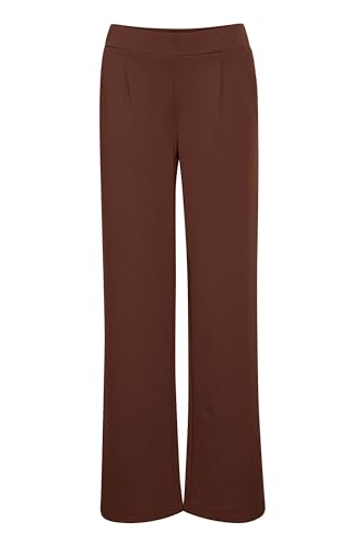 b.young BYRIZETTA Wide Pants 2 Damen Hose Stoffhose mit Stretch Wide Leg weites Bein mit elastischem Bund und Bundfalten, Größe:L, Farbe:Chicory Coffee (191419) von b.young