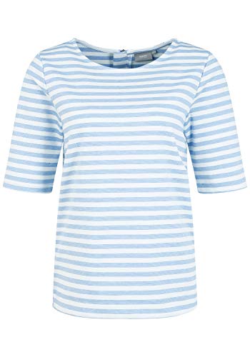 b.young Damen Bluse T-Shirt Kurzarm Shirt mit Print 20805462, Größe:XL, Farbe:Cornflower Blue Big Stripe Mel (80048) von b.young