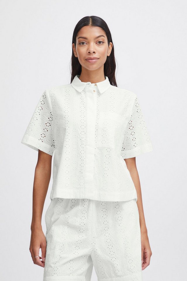 b.young Kurzarmbluse BYFENNI CROPPED BLOUSE - sommerliche Bluse mit Lochmuster von b.young