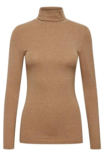 b.young Pamila roll Neck Damen Longsleeve Langarmshirt Basic Shirt Rollneck mit Rolllkragen mit Stretch Tight Fit, Größe:XL, Farbe:Tiger's Eye Melange (1710381) von b.young