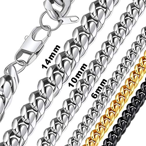 Bandmax 61cm Edelstahl Herrenkette für Männer Jungen 6mm dichte Herren Schlichte Panzer Kette Hip Hop Stil Kubanische Kette Biker Modeschmuck Accessoire von Bandmax