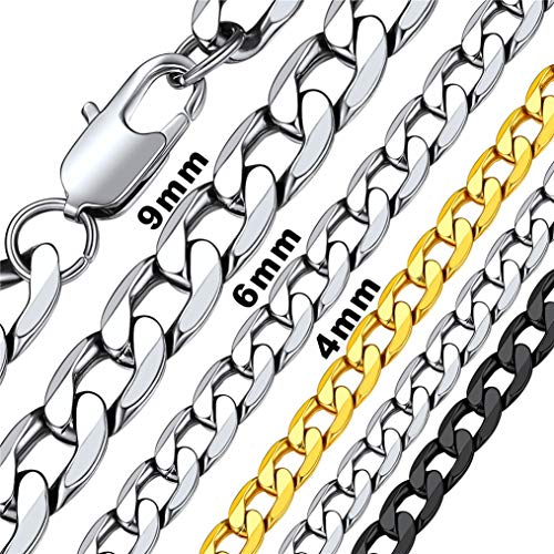 Bandmax 76cm lange Panzerkette Halskette 4mm Edelstahl kubanische Gliederkette Hip Hop Kette für Männer Jungen klassischer Modeschmuck für Geburtstag von Bandmax