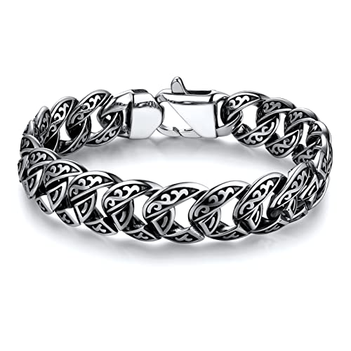 Bandmax Herren Keltischer Knoten Armband Edelstahl Kubanisches Armband Länge 21 cm Wikinger Panzer Gliederarmband Freundschaftsarmband Mode Schmuck für Geburtstag Vatertag von Bandmax