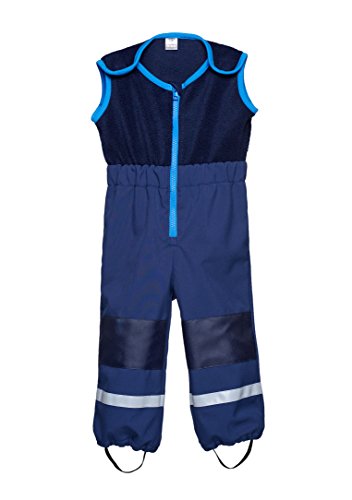 be baby! Softshell-Matschhose Cargo mit Fleece Weste, Regenhose, Buddelhose Kinder, Fleece Latz für Kleinkinder (Wassersäule: 10.000 mm), dunkelblau, Gr. 80-86 von be baby!