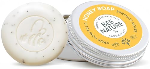 Bee Nature - Bio-Honig Seife mit Seifenschale - Outdoorseife für Männer Damen - Camping Seife Travel Soap -Peeling, Feuchtigkeitsspendend - für Alle Hauttypen Geeignet - 100g von bee nature