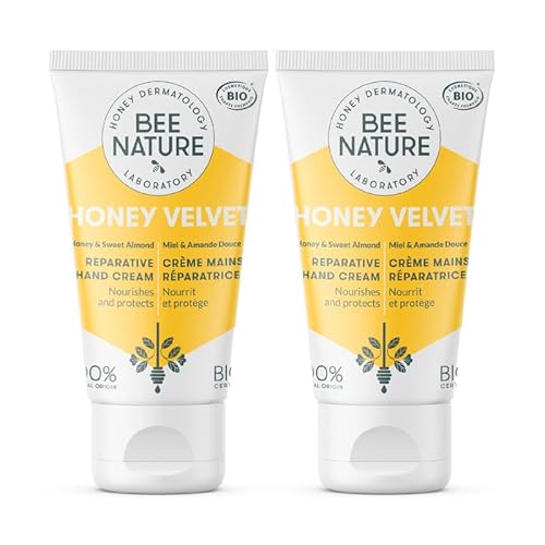 Bee Nature - Handcreme Reparierende - Bio-Honig - Feuchtigkeitsspendende - Nicht Fettend - 100% Natürlich - Trockene und Empfindliche Haut - 2 Stück (2 * 50ml) von bee nature