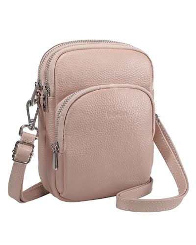 befen Echtleder Kleine Handytaschen Damen Hell Rosa, RFID-Blockierung Kartenfächern Handy Tasche Damen Umhänge mit drei Reißverschlusstaschen Handytasche Zum Umhängen Leder Damen für Urlaub befen Echtleder Kleine Handytaschen Damen Hell Rosa, RFID-Blockierung Kartenfächern Handy Tasche Damen Umhänge mit drei Reißverschlusstaschen Handytasche Zum Umhängen Leder Damen für Urlaub von befen