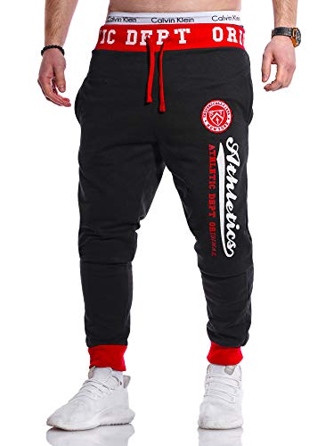 behype. Herren Lange Trainingshose Jogging-Hose Sport-Hose Athletics 60-0094 Schwarz-Rot S behype. Herren Lange Trainingshose Jogging-Hose Sport-Hose Athletics 60-0094 Schwarz-Rot S von behype.