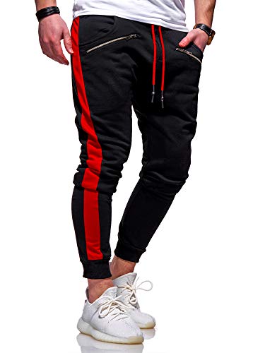 behype. Herren Lange Trainingshose Jogging-Hose Sport-Hose Zipper Side-Stripe 60-0361 Schwarz-Rot XXL behype. Herren Lange Trainingshose Jogging-Hose Sport-Hose Zipper Side-Stripe 60-0361 Schwarz-Rot XXL von behype.