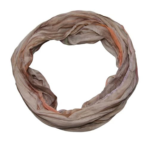 beybey® Batik Damen Seide Loop Schal in unheimlich schönen Farben herrlich fein - exclusiver Seidenschal (S beige) von beybey
