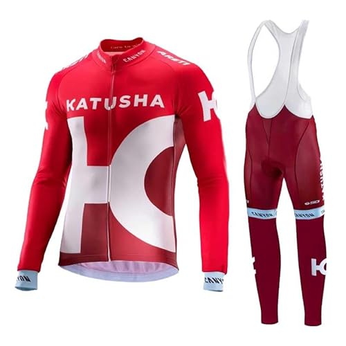 beyleaycau Herbst Radsport-Set für Herren Langarmtrikot und Trägerhose Trainingsanzug schnelltrocknend atmungsaktiv mit Polsterung von beyleaycau