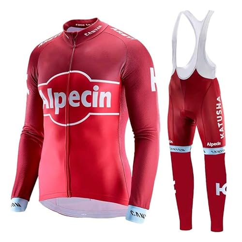 beyleaycau Herbst Radsport-Set für Herren Langarmtrikot und Trägerhose Trainingsanzug schnelltrocknend atmungsaktiv mit Polsterung von beyleaycau