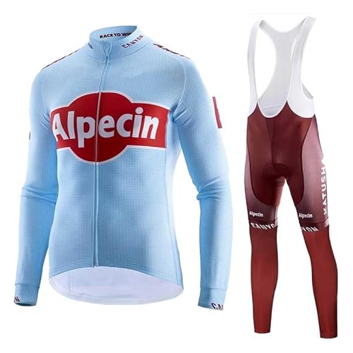 beyleaycau Herbst Radsport-Set für Herren Langarmtrikot und Trägerhose Trainingsanzug schnelltrocknend atmungsaktiv mit Polsterung von beyleaycau