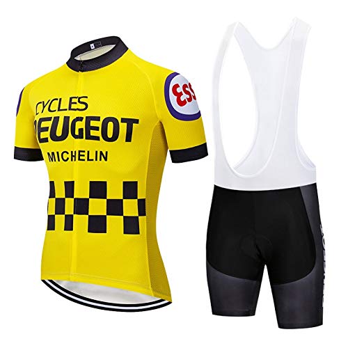 beyleaycau Herren Radtrikot Kurzen äRmeln mit 3 Taschen und Trägerhose Sommer Atmungsaktives Radsport-Set GEL-Pad von beyleaycau