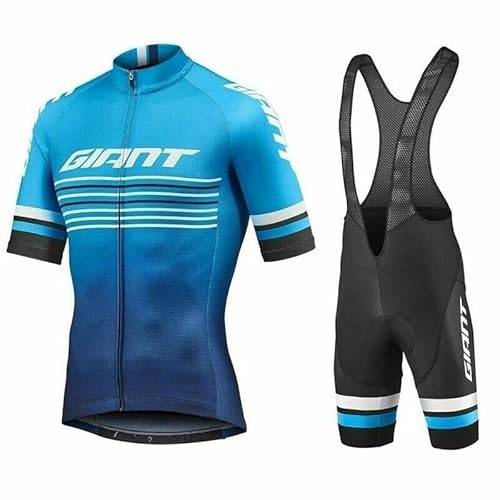 beyleaycau Herren Radtrikot Kurzen äRmeln mit 3 Taschen und Trägerhose Sommer Atmungsaktives Radsport-Set GEL-Pad von beyleaycau