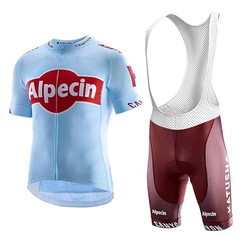 beyleaycau Sommer Radsport-Set für Herren Kurzarmtrikot und Trägerhose Trainingsanzug schnelltrocknend atmungsaktiv mit Polsterung von beyleaycau