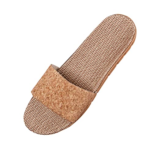 bgyujn Hausschuhe Für Modische Damen Damen, Atmungsaktiv, Böhmischer Strand, Flache Schuhe, Lässige Sandalen Sexy Schuhe Damen Hoch (Khaki, 42-43) von bgyujn