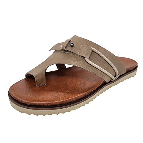 bgyujn Zehe Lässige Mode Ring Sandalen Outdoor Hausschuhe Keile Schuhe Damen Damen Pantoffel & Damen Schuhe Casual Sommer Mode Flip Flop Sandalen Damen (Khaki, 35) von bgyujn