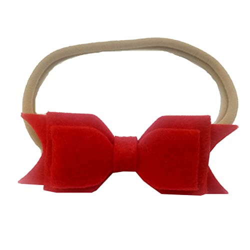 Haargummis Damen Kleinkind Baby Mädchen einfarbig Stirnband Bowknot elastisches Haarband für Kleinkinder Stirnband Mädchen 7 Jahre (Red, One Size) von biJerou