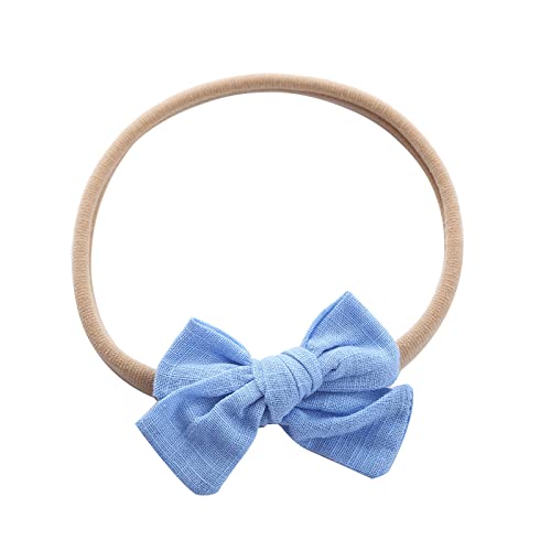 Haarreif Mädchen Blumen Kleinkind Baby Mädchen einfarbig Stirnband Bowknot elastisches Haarband für Kleinkinder Haarband Stirnband Damen (Light Blue, One Size) von biJerou