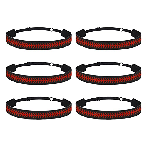 Stirnband Ohrenschutz Kinder Stück Kinder-Sport-Haarbänder, Baseball-Druck-Stirnband, Softball, rutschfeste, verstellbare Haarbänder, Haar-Accessoires Stirnband Schmal Herren (Black, One Size) von biJerou