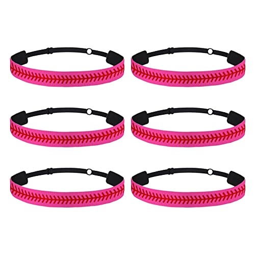 Stirnband Ohrenschutz Kinder Stück Kinder-Sport-Haarbänder, Baseball-Druck-Stirnband, Softball, rutschfeste, verstellbare Haarbänder, Haar-Accessoires Stirnband Schmal Herren (Hot Pink, One Size) von biJerou