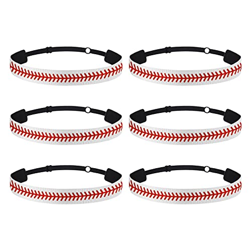 Stirnband Ohrenschutz Kinder Stück Kinder-Sport-Haarbänder, Baseball-Druck-Stirnband, Softball, rutschfeste, verstellbare Haarbänder, Haar-Accessoires Stirnband Schmal Herren (White, One Size) von biJerou